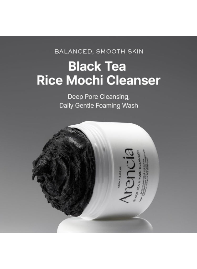 أرينسيا حل انسداد المسام وبهتان البشرة – منظف ARENCIA Black Tea Rice Mochi لتنقية عميقة وتفتيح ونعومة فائقة - Image 3